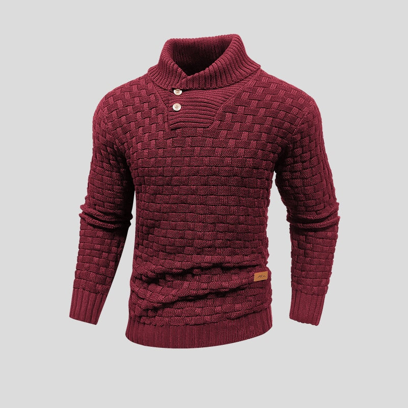 Herrenstrickpullover mit geknöpftem Rollkragen - Keldor