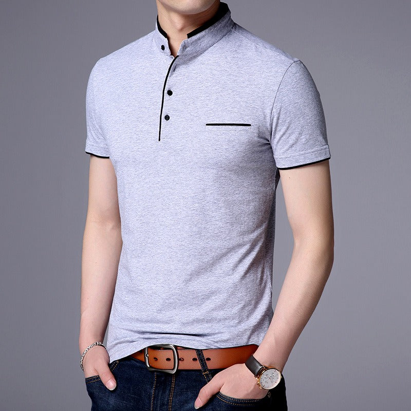 Kurzärmeliges Herren-Poloshirt aus Baumwolle mit modernem Kragen - Álvaro