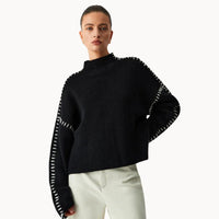 Gabrielle - Gerippter Strickpullover mit Schnürdetail an der Seite
