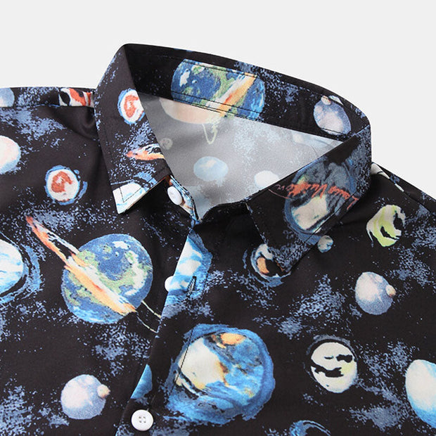 Chemise à pois à manches courtes pour hommes, look rétro