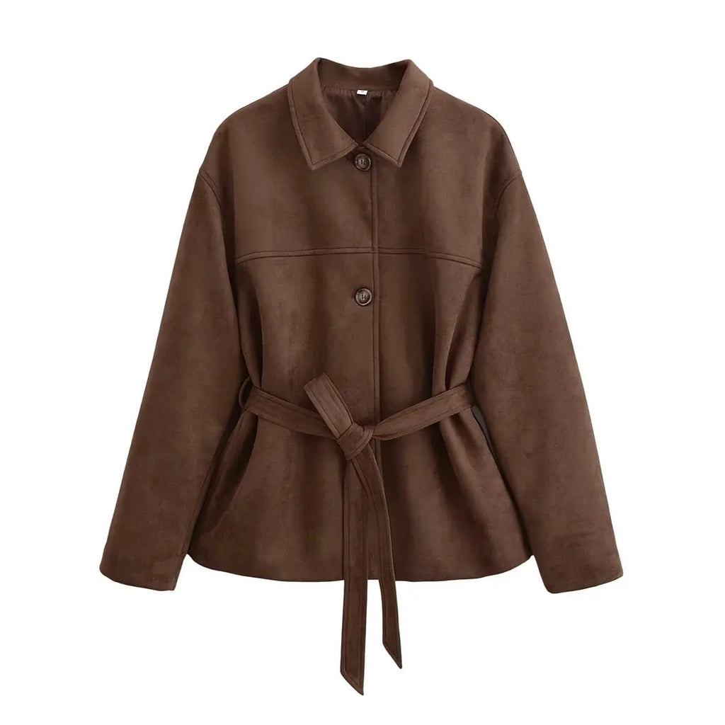 Damenjacke aus Wildleder mit Gürtel - Avelise