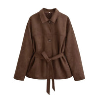 Veste en daim pour femme avec ceinture - Avelise