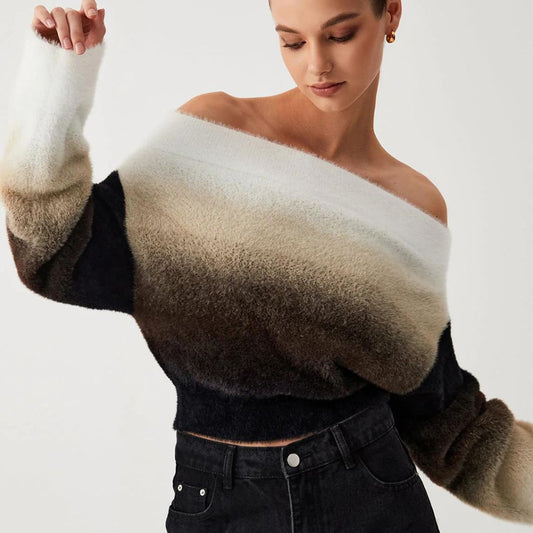 Clarissa - Pull en maille moelleux à gradient sans épaules