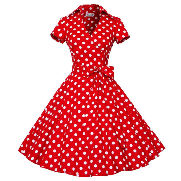 ANNI - Robe polka élégante et vintage pour le printemps/été