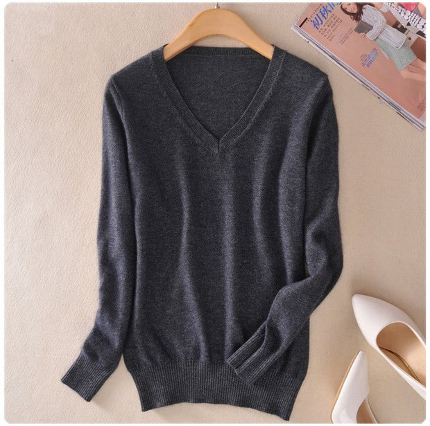 Pull en maille à col en V pour femmes - Anika
