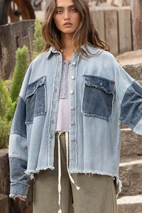 Zweifarbige Vintage-Jeansjacke für Damen – Ottilie