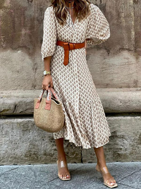 Ruffa - Printed dress with lantern sleeves