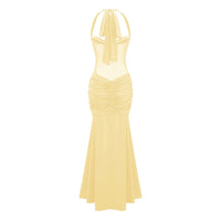 Elegantes Maxikleid für Damen mit Neckholder-Ausschnitt und Drapierungen - Elira