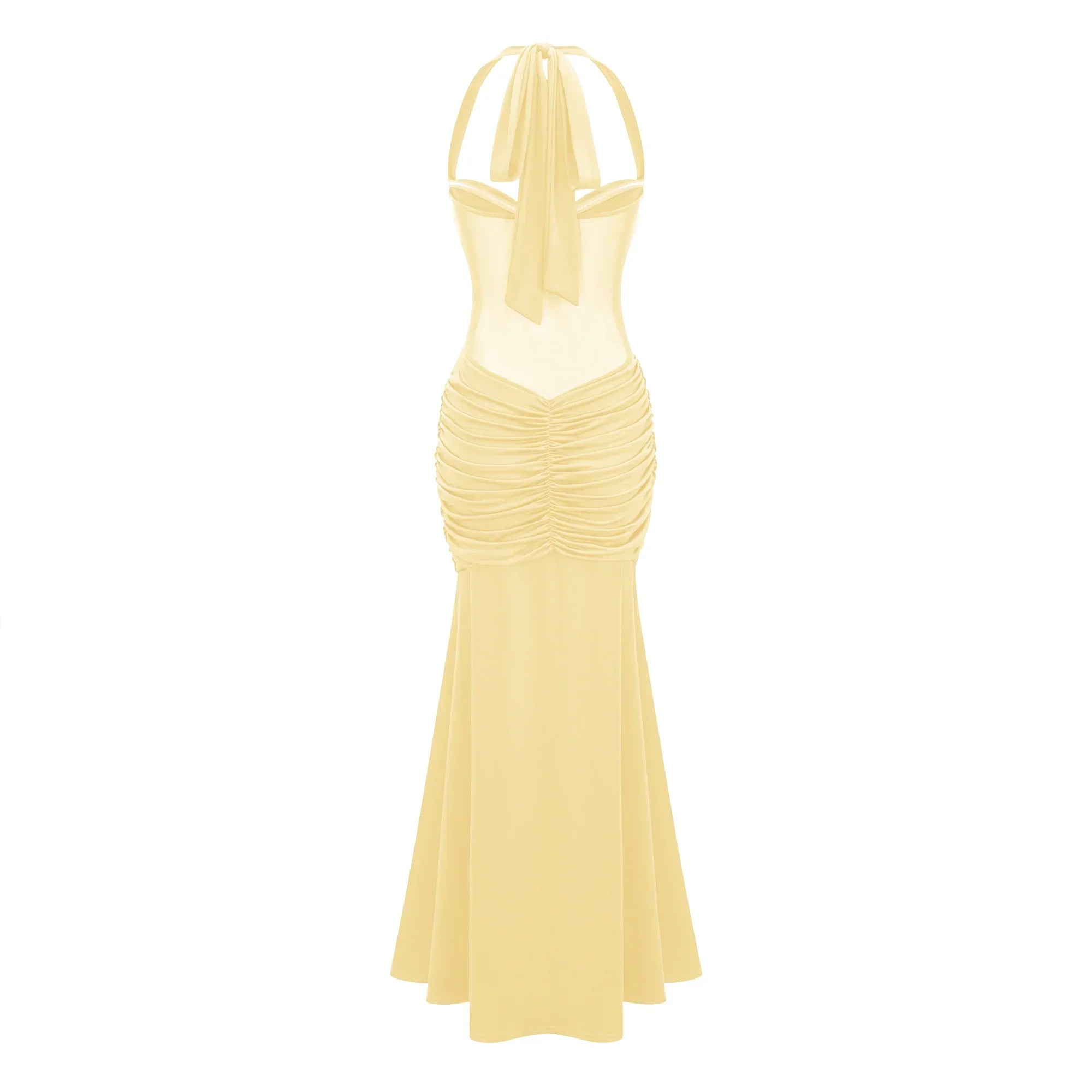 Elegantes Maxikleid für Damen mit Neckholder-Ausschnitt und Drapierungen - Elira