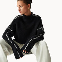 Gabrielle - Gerippter Strickpullover mit Schnürdetail an der Seite