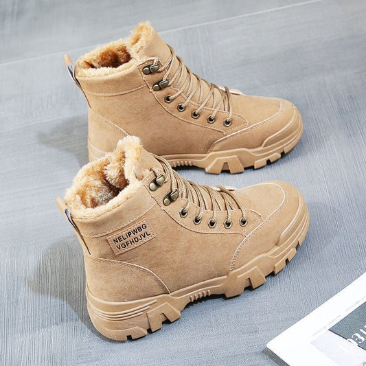 Bottes urbaines pour femmes à semelles épaisses et lacets métalliques - Leona