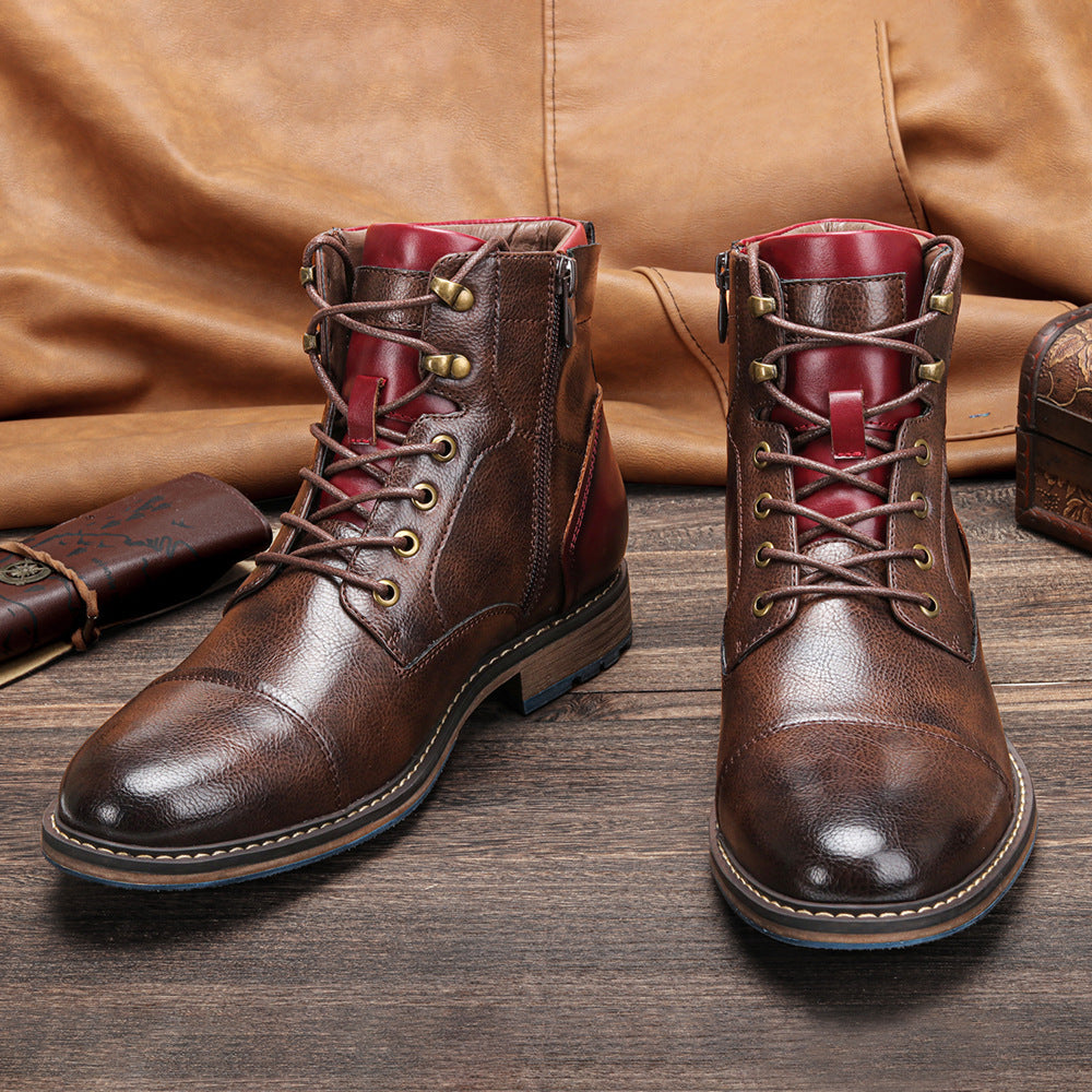 Kurze Herrenstiefel im urbanen Stil mit Ledereffekt - Dravon