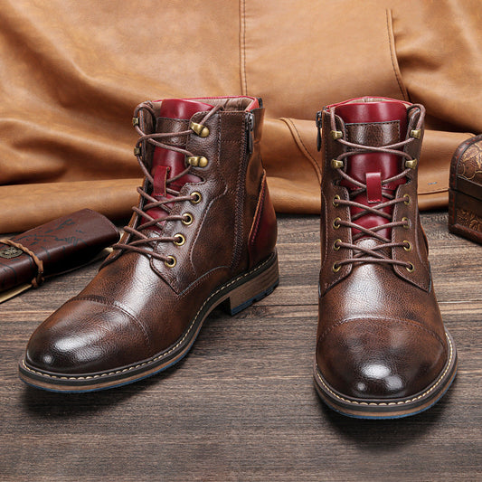 Kurze Herrenstiefel im urbanen Stil mit Ledereffekt - Dravon