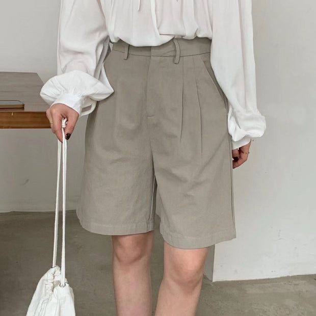 Damen-Shorts aus Leinen mit hoher Taille und geradem Schnitt - Clara