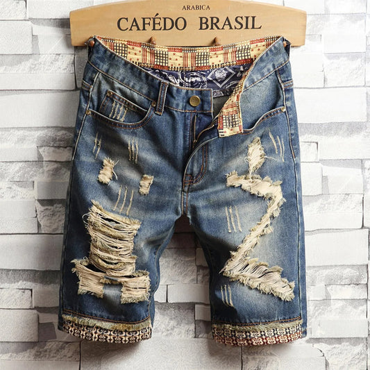 Short en denim pour homme style urbain effiloché - Bruno