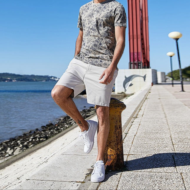 Herren-T-Shirt mit Blumendruck und normaler Passform - Mauro