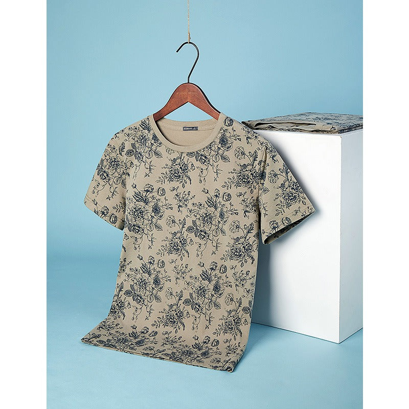 Herren-T-Shirt mit Blumendruck und normaler Passform - Mauro