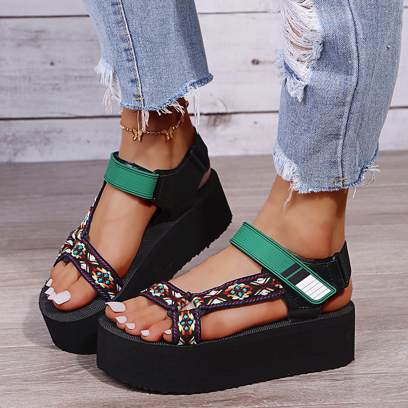 Damen Plateausandalen mit geflochtenen Riemen - Nadia