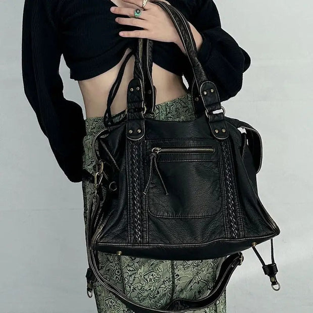 Jeoara - Sac fourre-tout en cuir vintage