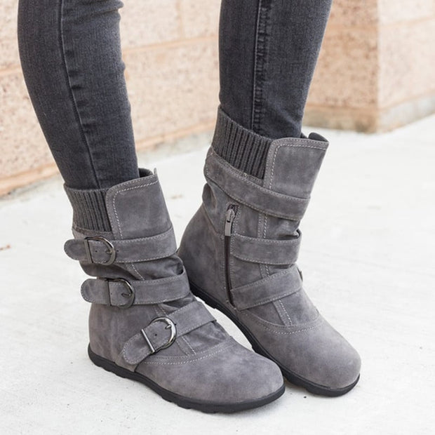 Freizeitstiefel für Damen mit Schnallen und Wildlederdetails - Amelie