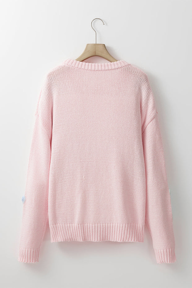 Colette - Pullover mit Blumenstickerei, Rosenblättern und -fäden