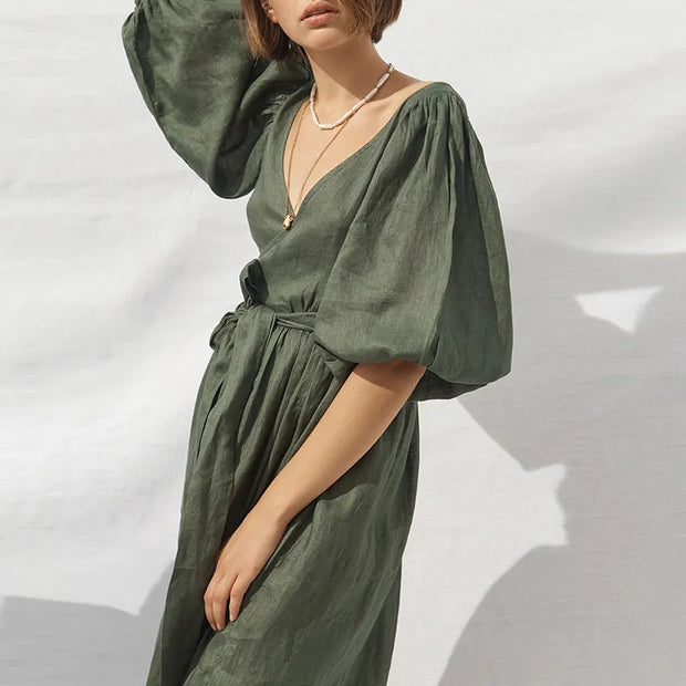 Natalie - Robe de dame à manches bouffantes