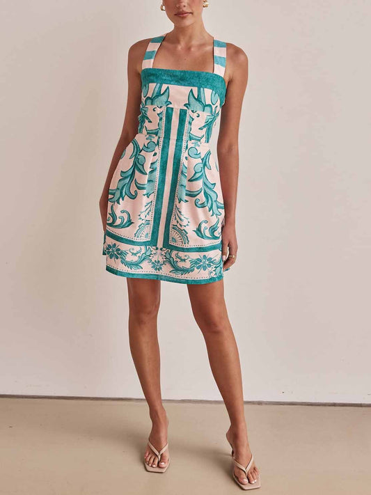 Robe courte imprimée pour femme, coupe A-line raffinée - Mireya