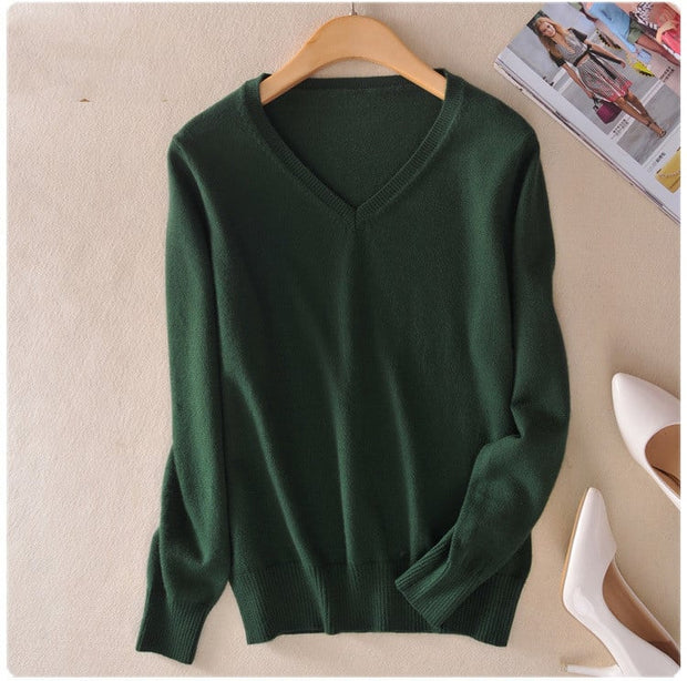 Pull en maille à col en V pour femmes - Anika