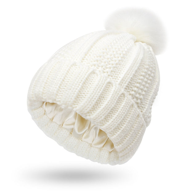 Damenstrickmütze mit Bommel - Daitonna