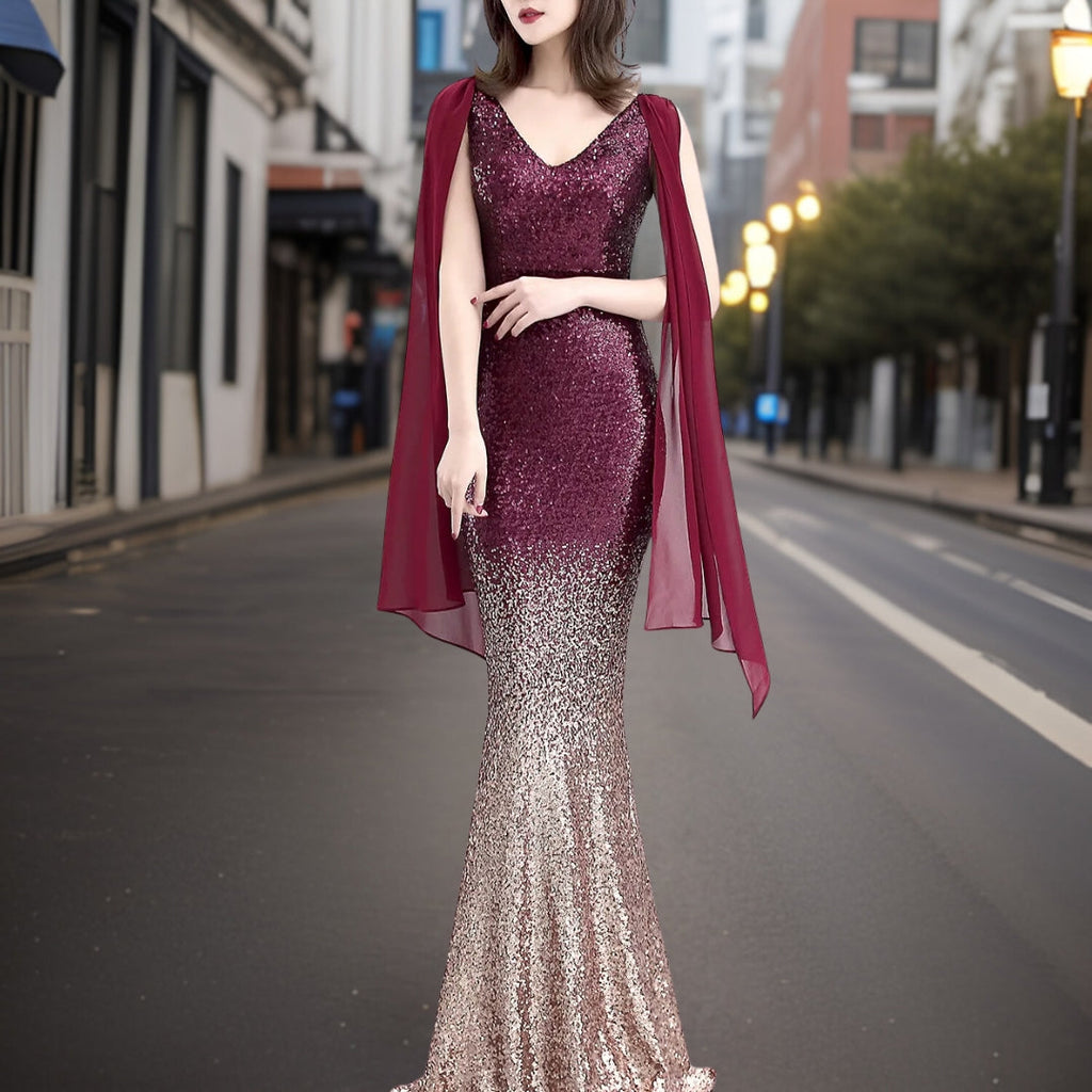 Rominana - Eleganter Abendkleid mit Schal