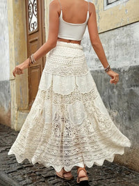 Jupe longue pour femme avec dentelle artisanale style bohème - Mariana