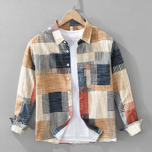 Chemise homme coton imprimé patchwork style décontracté - Hector