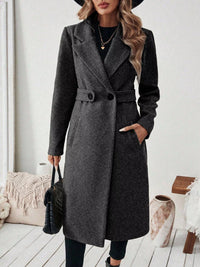 Manteau croisé en laine structurée pour femme - Aurenne