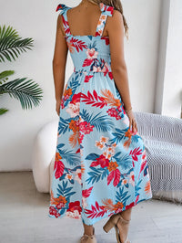 Langes tropisches trägerloses Kleid mit Blumendruck - Modell Kailani