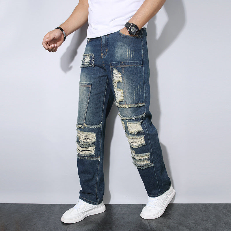 Gerade Herrenjeans mit Rissen - Soren