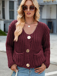 Arleth - Cardigan à col rond avec boutons et poches