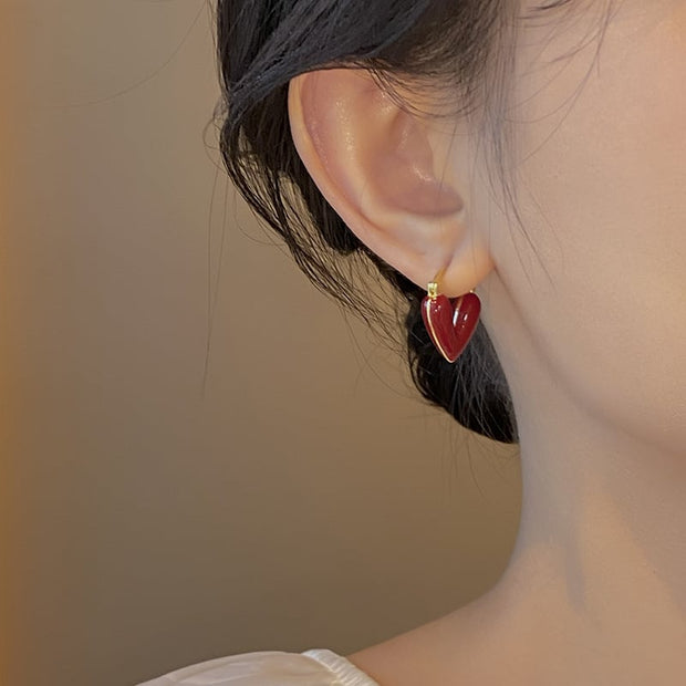 Bijoux pour femmes Boucles d'oreilles cœur émaillé