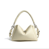 Sac à bandoulière en cuir véritable pour femme avec poignée tressée design moderne - Mireya