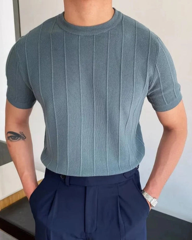 T-shirt côtelé pour hommes - Décontracté et respirant