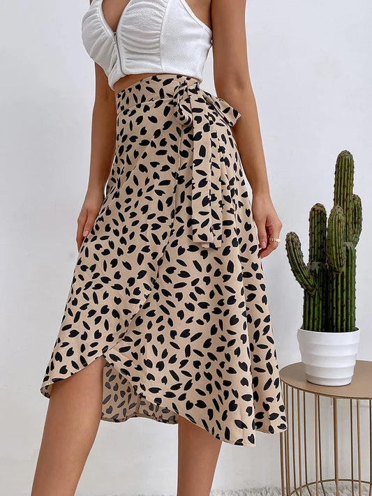 Jupe portefeuille femme style boho imprimé asymétrique été - Isadora