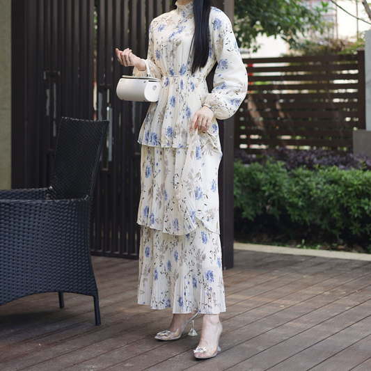 Meiko - Maxi robe imprimée avec nœud en mousseline de soie