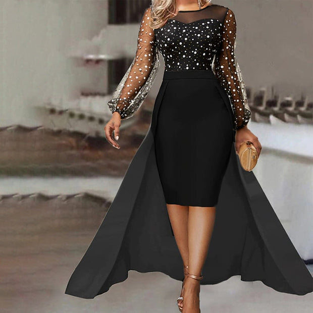 Selena - Magnifique robe maxi à manches transparentes