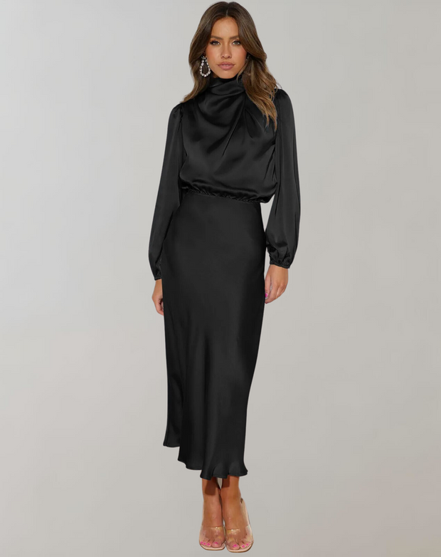 Delphina - Dress with satin sleeves