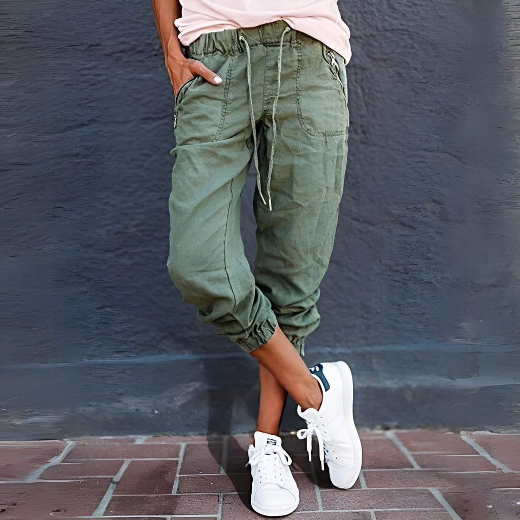 Damen Cargo-Hose mit Taschen und Kordelzug - Andrea