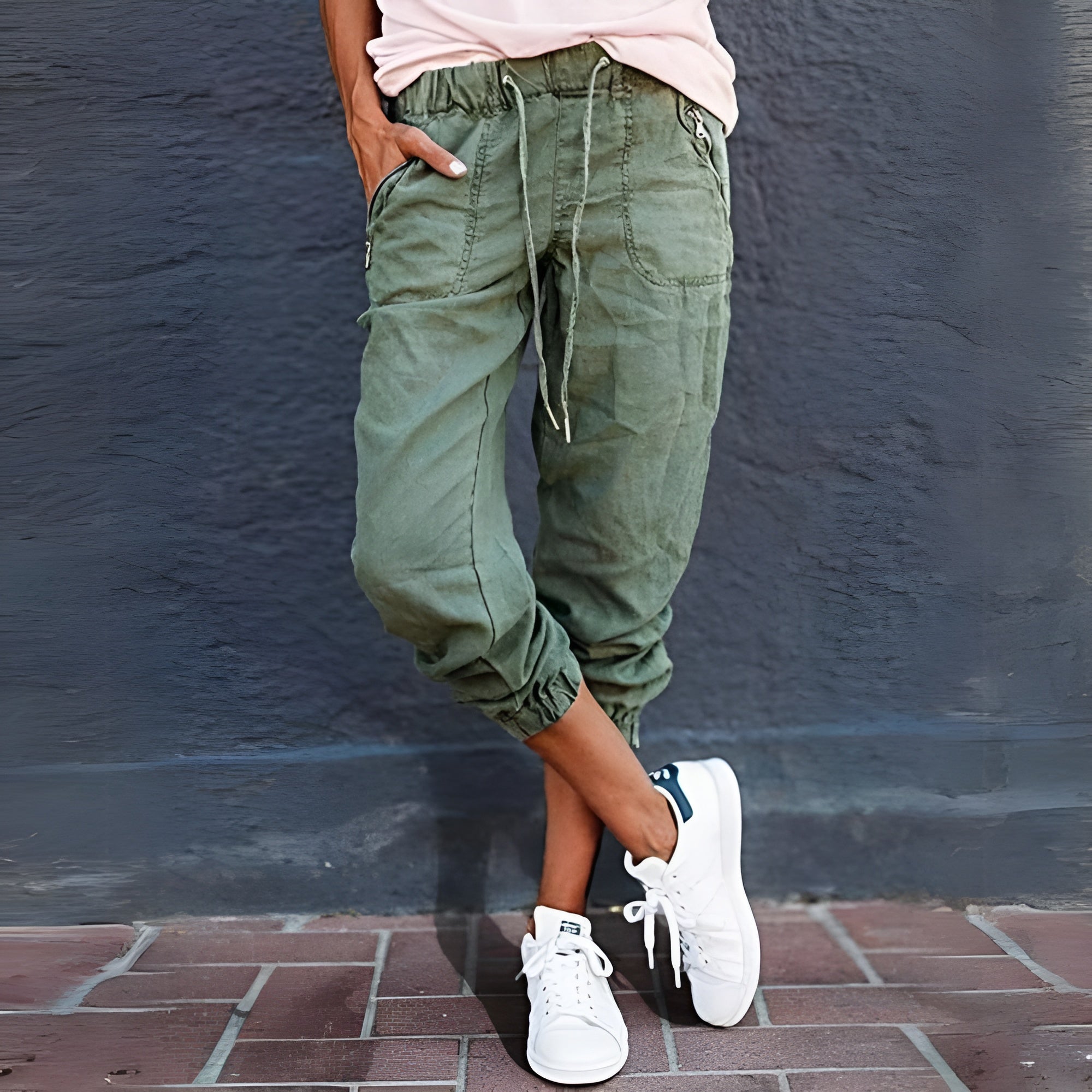 Damen Cargo-Hose mit Taschen und Kordelzug - Andrea