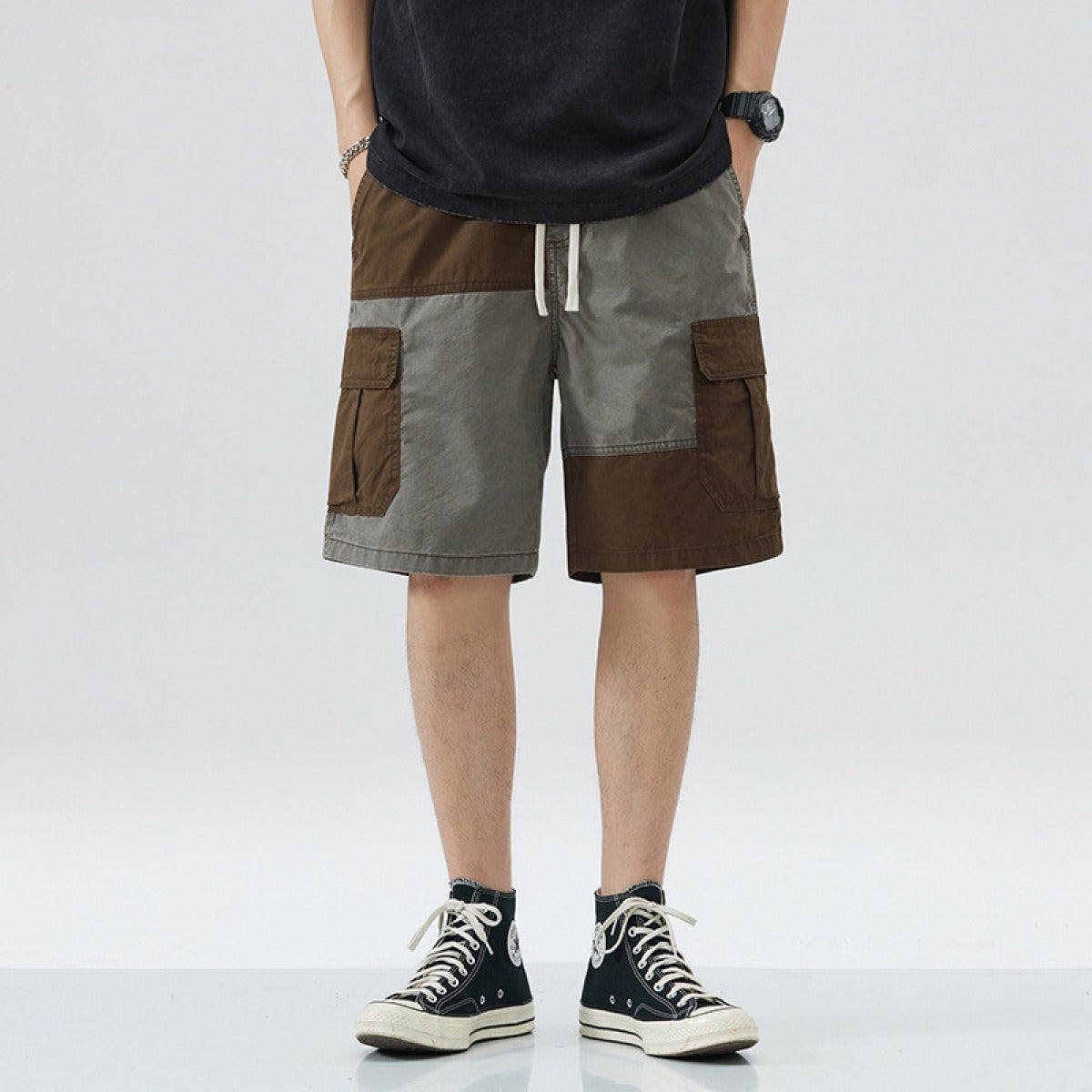 Herren-Shorts im geraden Stil mit Farbblock - Elias
