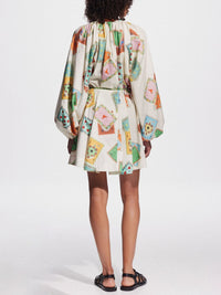 Unique Art Print Bubble Long Sleeve Versatile Mini Dress