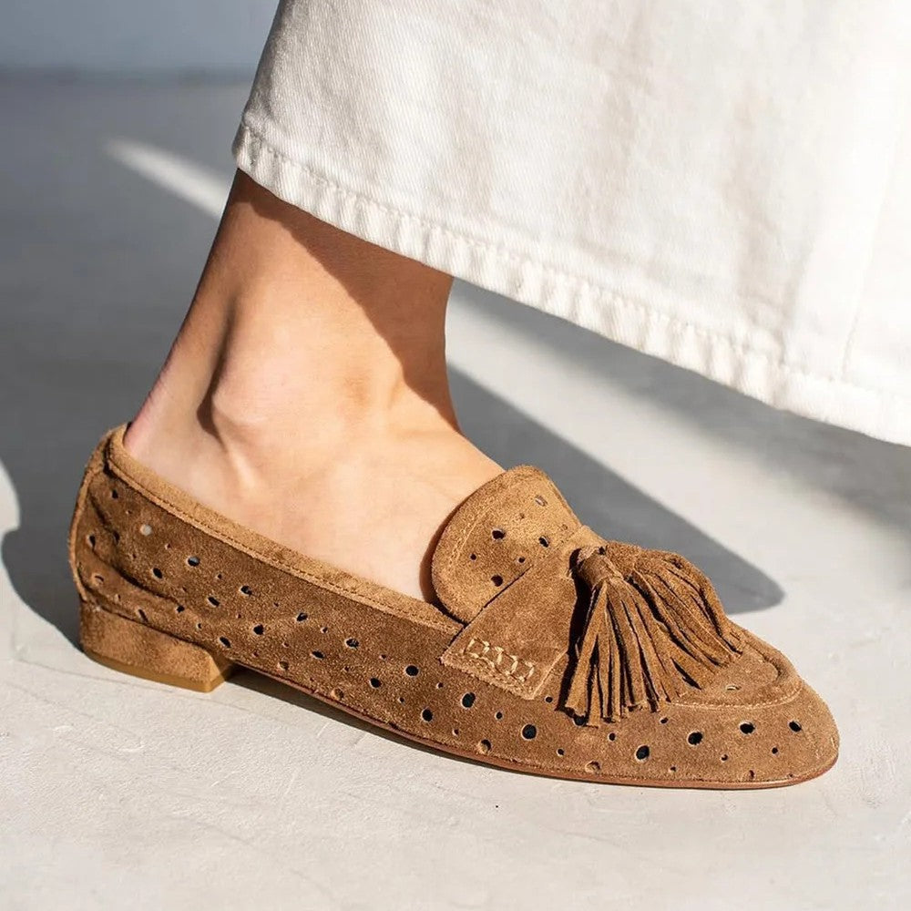 Damen Slipper aus Wildleder mit Quasten - Arlise