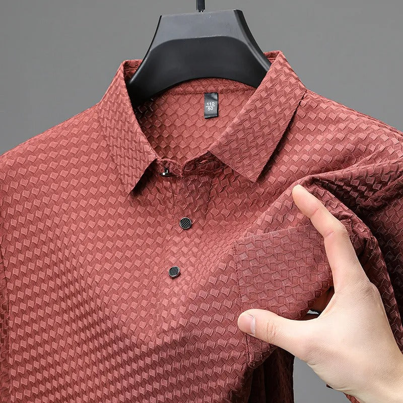 Geometrisch gewebtes Herren-Poloshirt mit Fronttasche - Marcelo