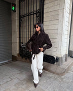 Retro-Wildlederjacke mit langen Ärmeln - Valentina